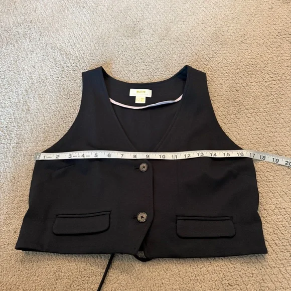 Anthropologie Maeve Black Cropped Vest, Size 8 - Picture 7 of 8